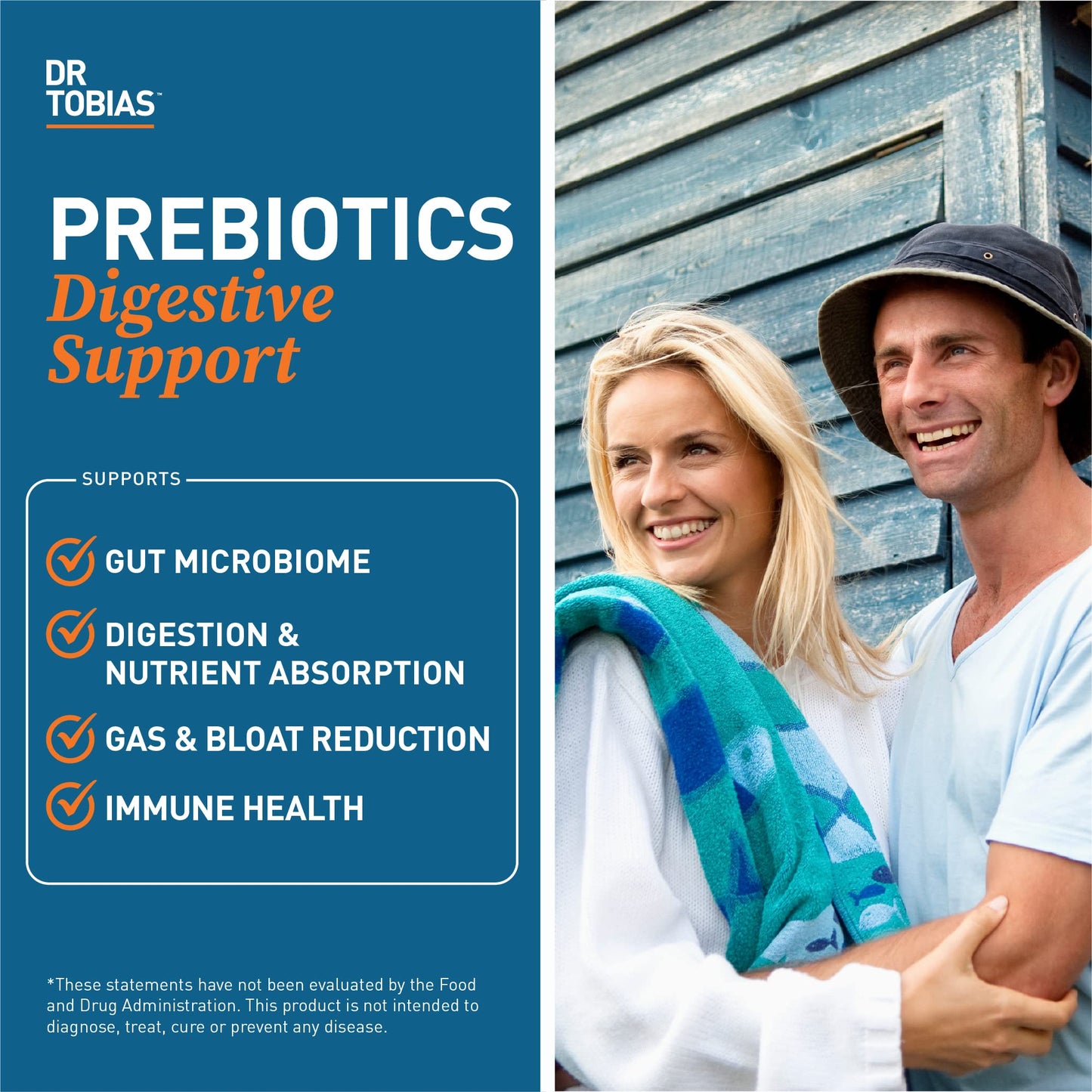 Dr. Tobias Prebiotics, Supports Digestion & Gut Health, Feed Good Probiotic Bacteria, Boost Gut Immune Function, Vegan & Non-GMO Gut Health Supplements for Men and Women