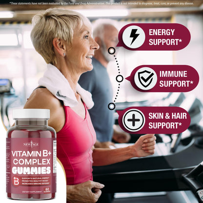 NEW AGE Vitamin B Complex Gummies with Vitamin B3, B6, & B12 – with Biotin, Folic Acid & Vitamin C – Gluten-Free, Vegan