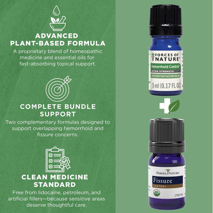 Forces of Nature Hemorrhoid Control Extra Strength (5ml) + Organic Fissure Care (5ml) | Virtual Bundle Forces of NatureBuy Supplements Australia