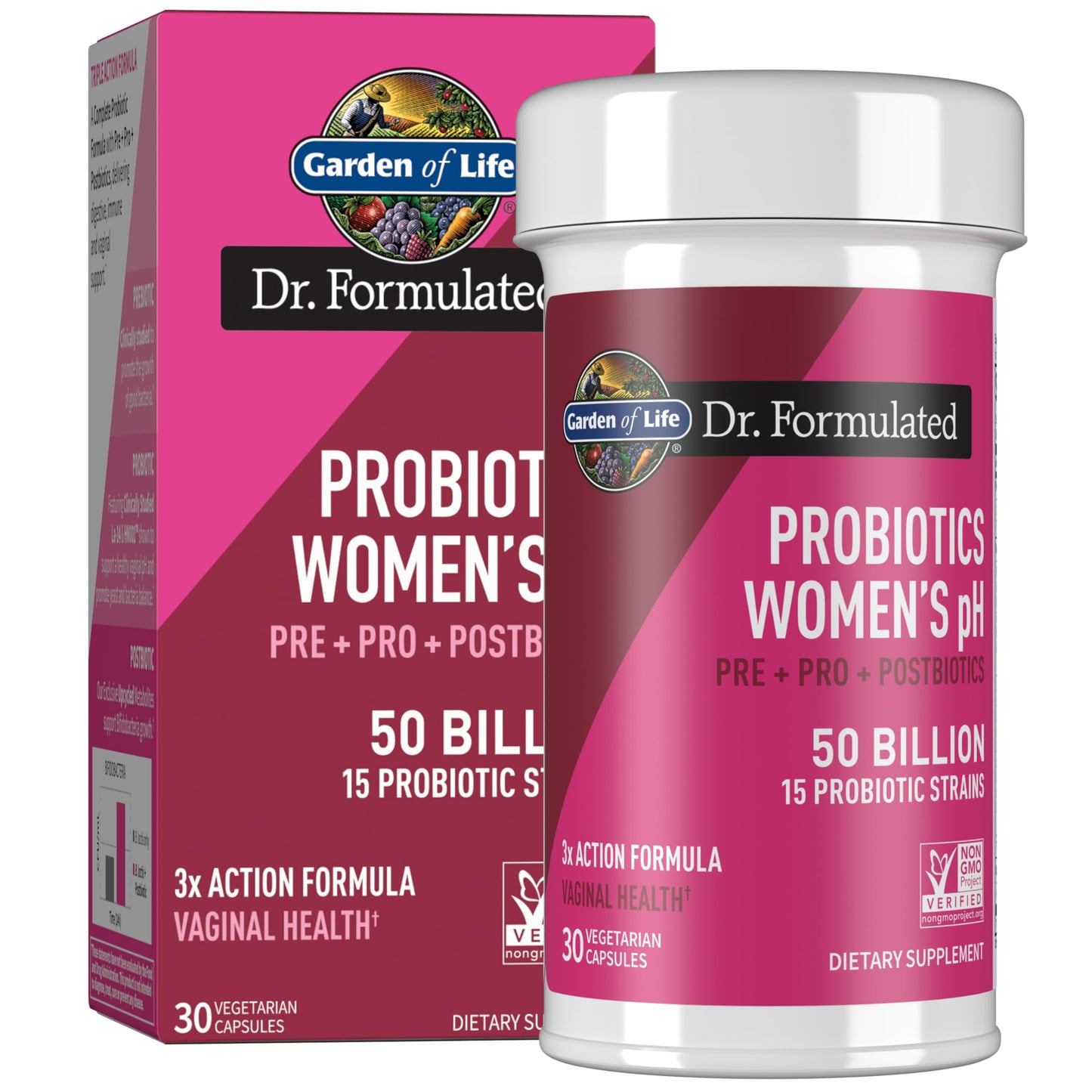 Garden of Life Dr Formulated Once Daily 3-in-1 Complete Prebiotics, Postbiotics & Probiotics for Women, PRE + PRO + POSTBIOTIC Supplement for Women’s Digestive