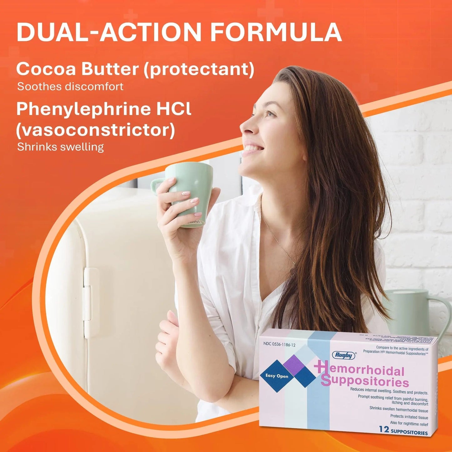 Rugby Hemorrhoidal Suppositories - Soothing and Shrinking Action for Internal Hemorrhoids with Cocoa Butter and Phenylephrine HCl, Easy Open Design - 12 Count RUGBY LABORATORIESBuy Supplements Australia