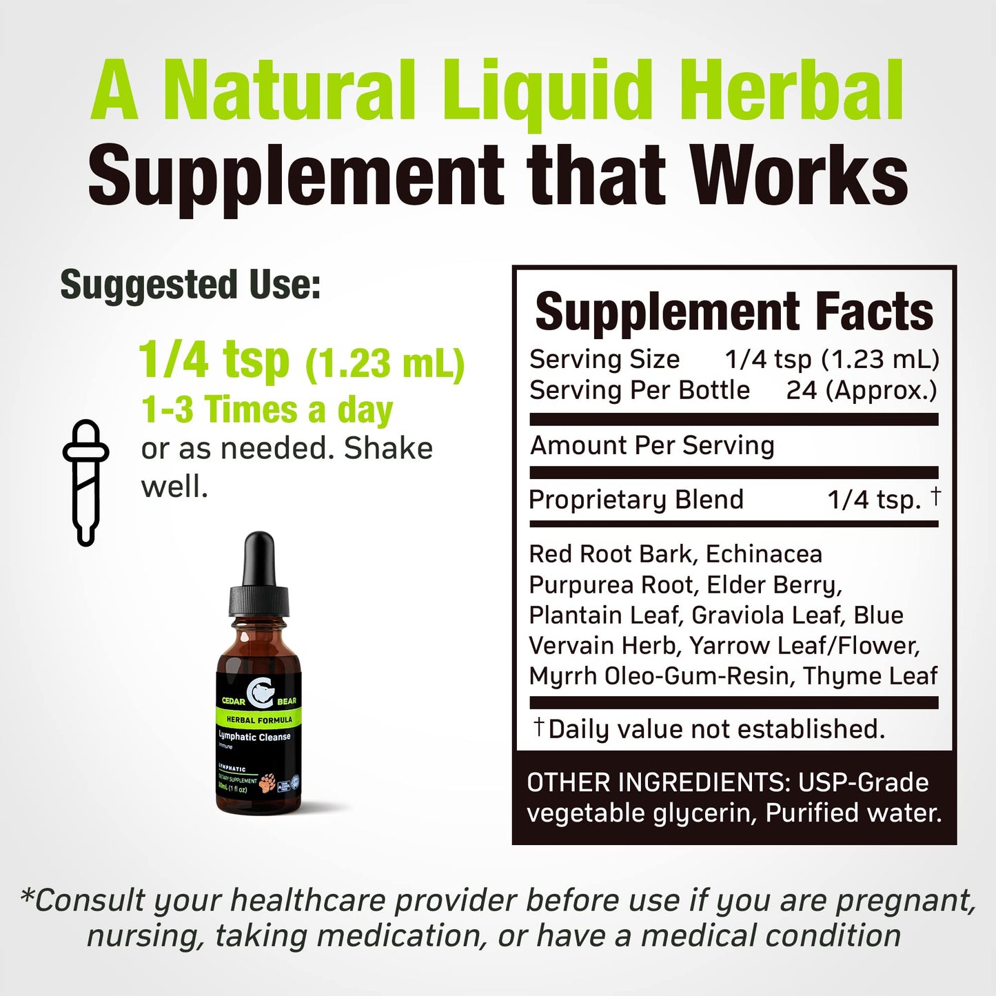 Cedar Bear - Lymphatic Cleanse Immune Support Supplement, Alcohol-Free Lymphatic Drainage Drops with Immune-Enhancing Natural Herbs, Liquid Herbal Supplements, 1 fl oz Cedar Bear Naturales buy supplements Au