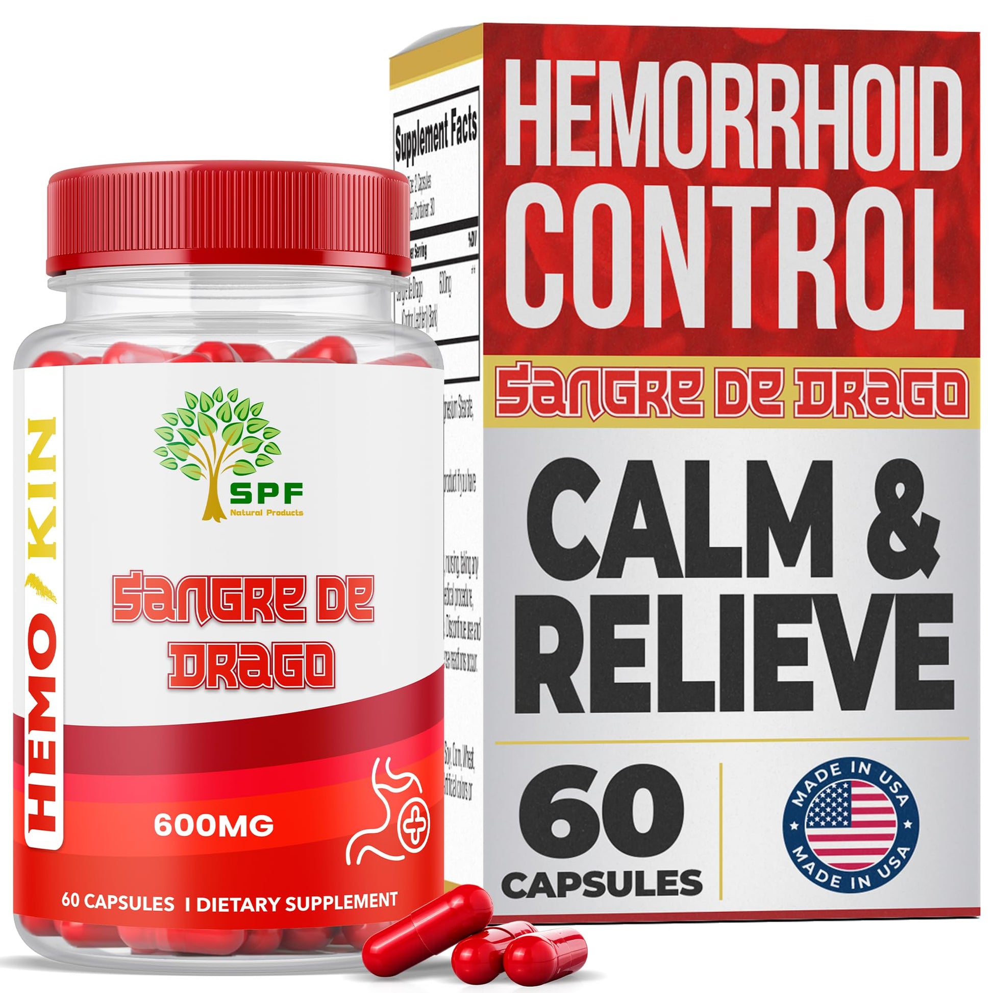 SPF Natural Products HEMOKIN with Sangre de Drago – Hemorrhoid and Fissure Relief Supplement, Helps with Itching, Swelling, Pain Relief (60 Caps) (1) SPF Natural ProductsBuy Supplements Australia