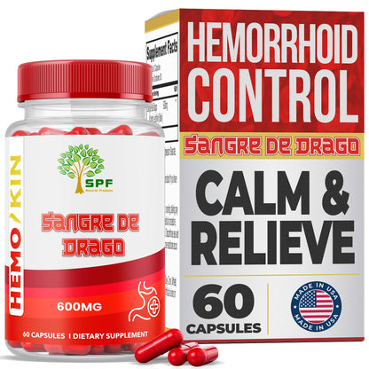 SPF Natural Products HEMOKIN with Sangre de Drago – Hemorrhoid and Fissure Relief Supplement, Helps with Itching, Swelling, Pain Relief (60 Caps) (1) SPF Natural ProductsBuy Supplements Australia
