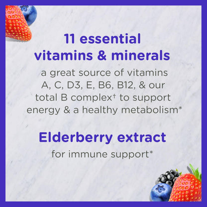 Zarbee’s Complete Kids Multivitamin Gummies + Immune Support, Berry Flavor, Honey-Sweetened, Gluten-Free & Gelatin-Free, Vitamins A, C, D3, E, B6, B12,