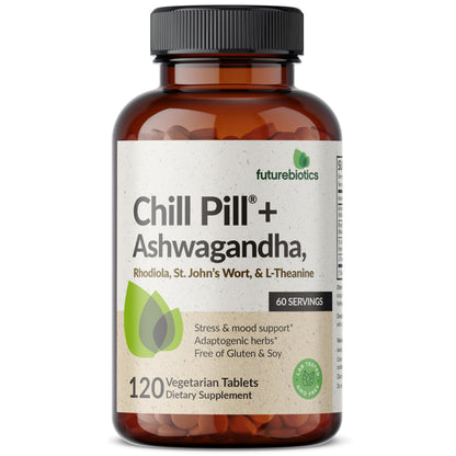 Futurebiotics Chill Pill + Ashwagandha, Rhodiola, St. John’s Wort, & L-Theanine - Non-GMO, 120 Vegetarian Tablets