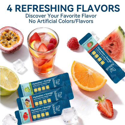 Aibiodi Electrolytes Powder Packets - Sugar Free & Zero Calorie Liquid Daily IV Drink Mix - Instant Hydration & Energy Supplement with 6 Electrolytes and 5 Vitamins