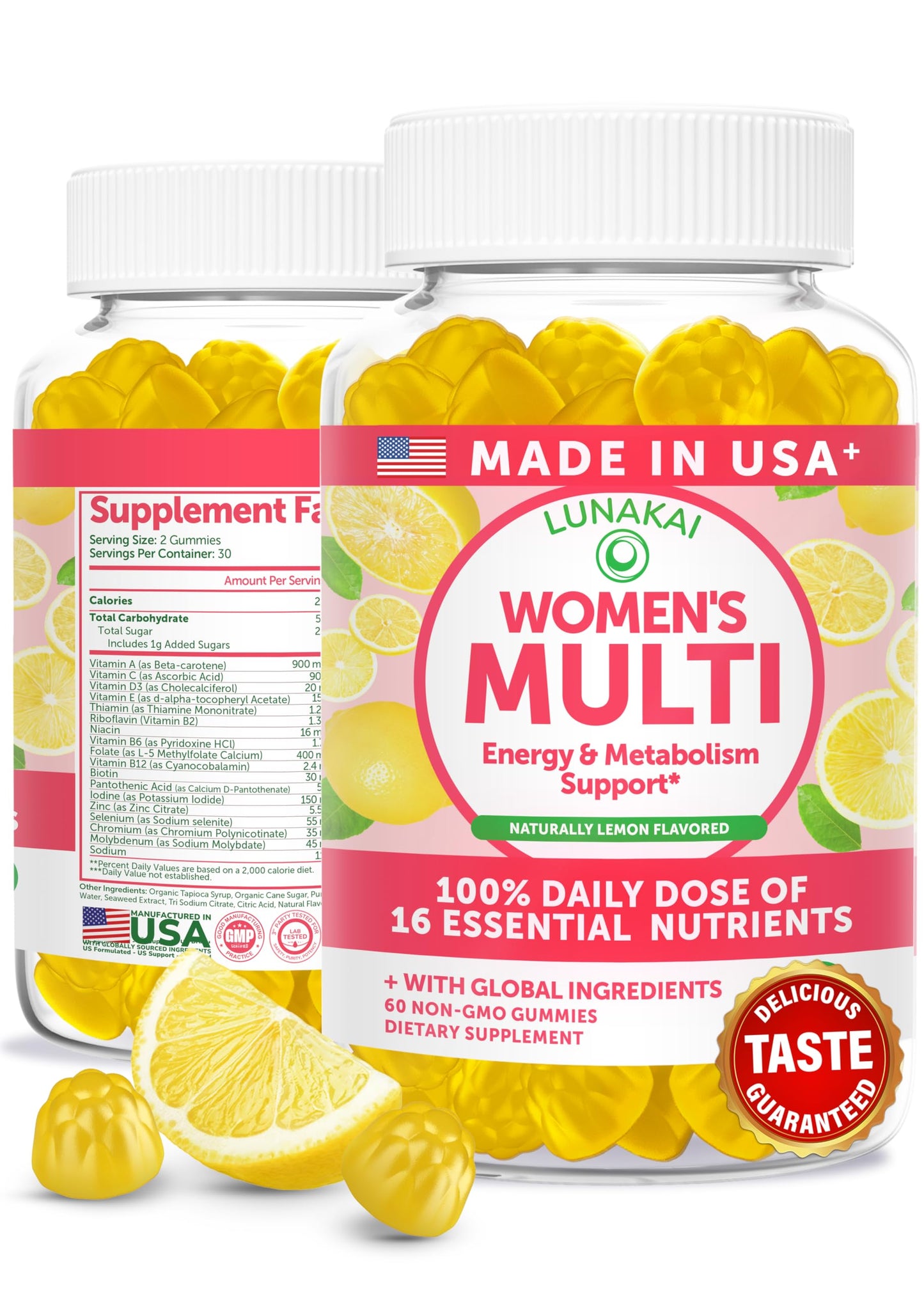 Lunakai USA Made Womens Multivitamin Gummies – Delicious Daily 16 Multi Vitamins for Women – Wellness, Energy & Essential Health Support, 60ct LunakaiBuy Supplements Australia