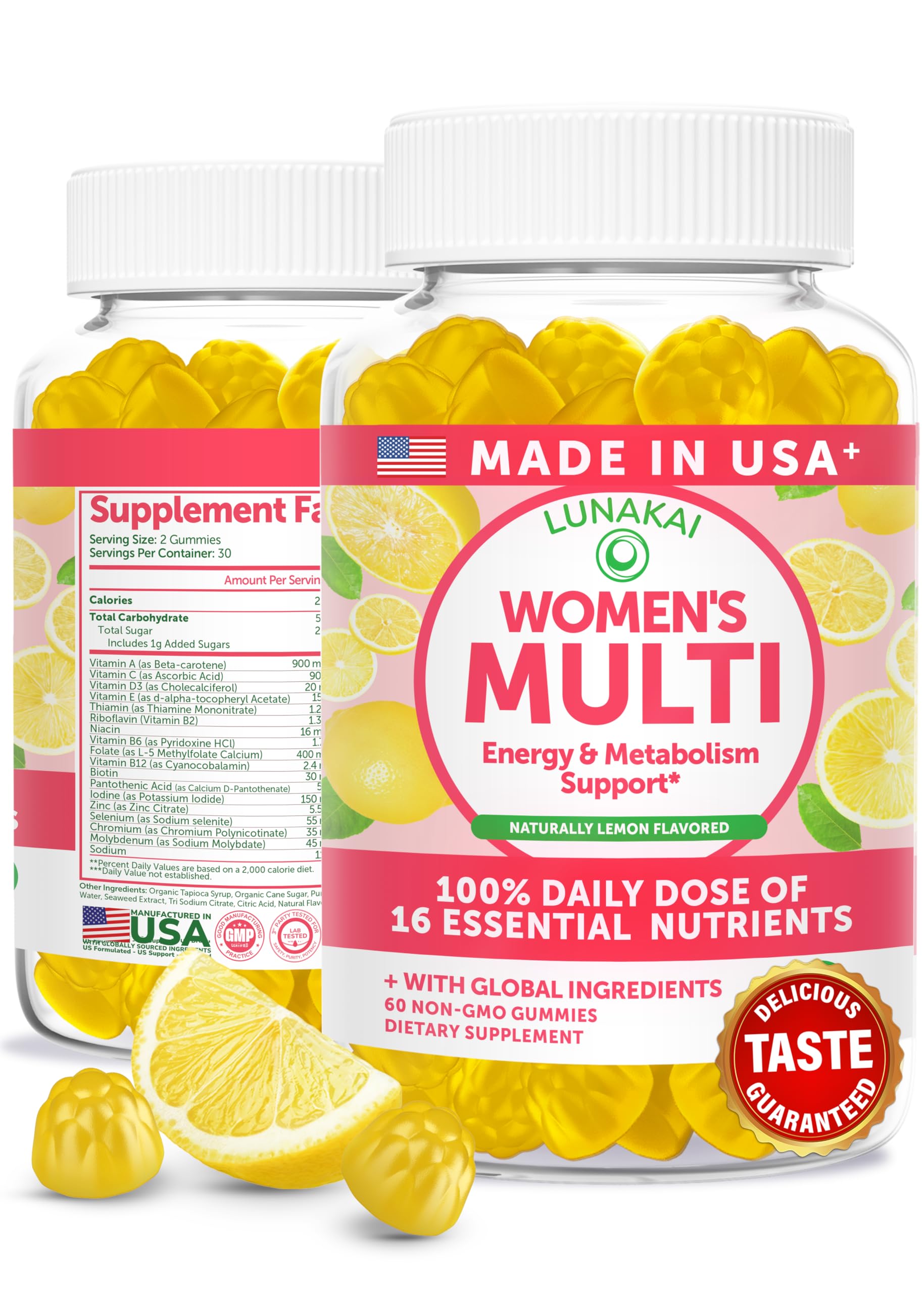 Lunakai USA Made Womens Multivitamin Gummies – Delicious Daily 16 Multi Vitamins for Women – Wellness, Energy & Essential Health Support, 60ct LunakaiBuy Supplements Australia