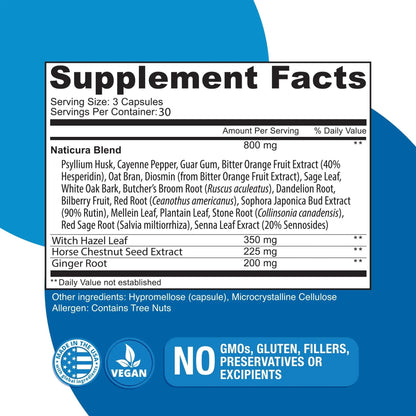 Naticura Hem-Control - Fast Effective Hemorrhoid Treatment Supplement - Powerful Formula to Promote Symptom Relief, Shrinking of Hemorrhoids, Ease Discomfort - 90 Vegan Capsules - Made in USA NaticuraBuy Supplements Australia