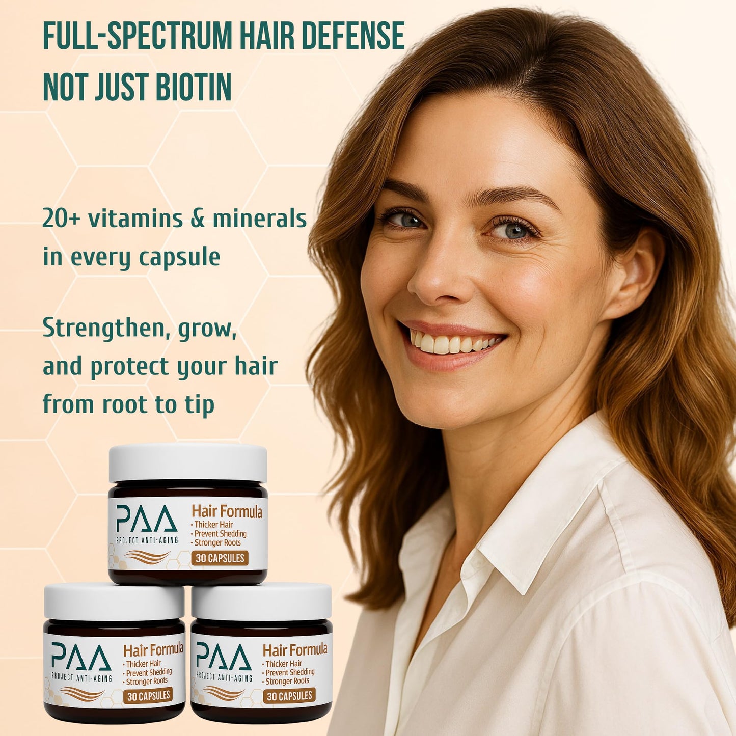 Project Anti-Aging Menopause Hair Don’t Care – Hair Growth Vitamins for Women 40+ to Support Thinning, Volume, Skin & Nails – Nutrient-Rich Supplement for Stronger, Fuller – Visible Results Project Anti-AgingBuy Supplements Australia