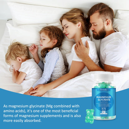 Magnesium Glycinate Gummies 500mg, Sugar-Free for Adults & Kids, Magnesium Gummies for Sleep, Stress & Muscle Relief, Supports Bone & Nerve Health, Vegan, Pectin-Based, 60 Count, Blueberry Flavor TewukyBuy Supplements Australia