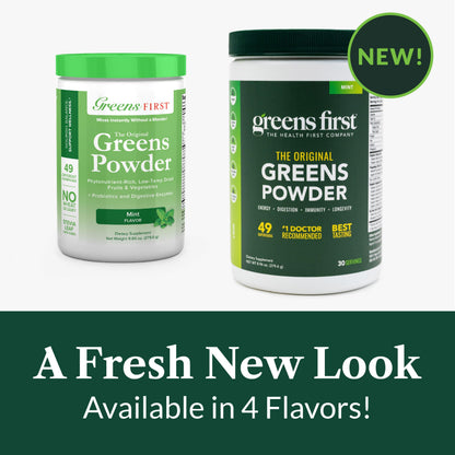 Greens First Original Greens Powder - 49 Superfoods - Organic Fruits & Veggies - Prebiotics, Probiotics & Digestive Enzymes - Antioxidant Smoothie - Dairy Free, Vegan & Non-GMO (Mint, 30 Servings) Greens FirstBuy Supplements Australia