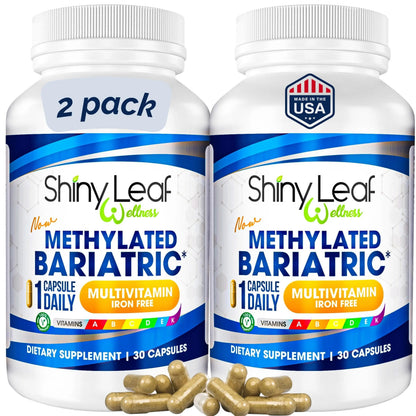 Shiny Leaf Methylated Bariatric Multivitamin Without Iron – Vitamins for Gastric Bypass & Sleeve, 1 Daily Capsule W Methylated Folate Shiny Leaf