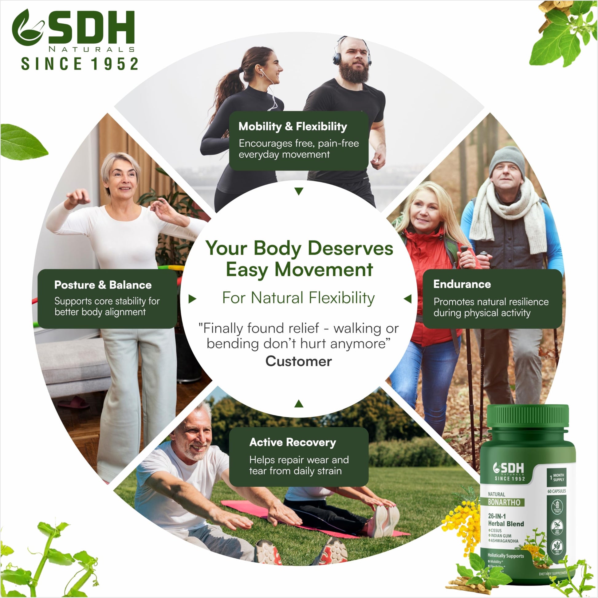 SHREE DHANWANTRI HERBALS SDH Bonartho | Bone & Joint Support Supplement | Move with Comfort & Ease | 60 Caps (1 Mon Supply) SHREE DHANWANTRI HERBALSBuy Supplements Australia