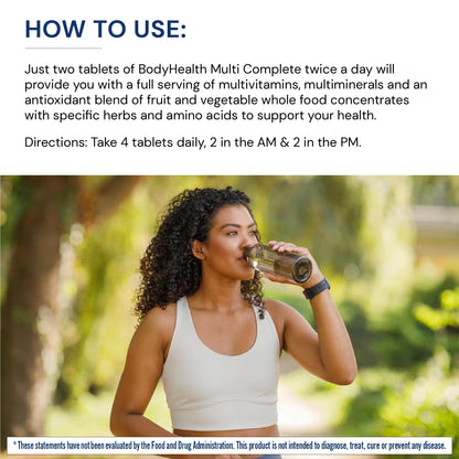 BodyHealth Multi Complete (120 Ct) Daily Multivitamin for Men and Women with Whole Foods, Minerals, Antioxidants, Organic Green Food Concentrates, and Liver Detox Extracts, Non GMO BodyHealth buy supplements Au