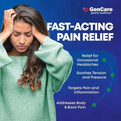 GenCare - Headache Relief Acetaminophen with Aspirin (NSAID) & Caffeine (300 Caplets) Value Pack | Head Pain, Muscle Aches, Back Pain & Body | Generic ExcedrEn Extra Strength GenCareBuy Supplements Australia