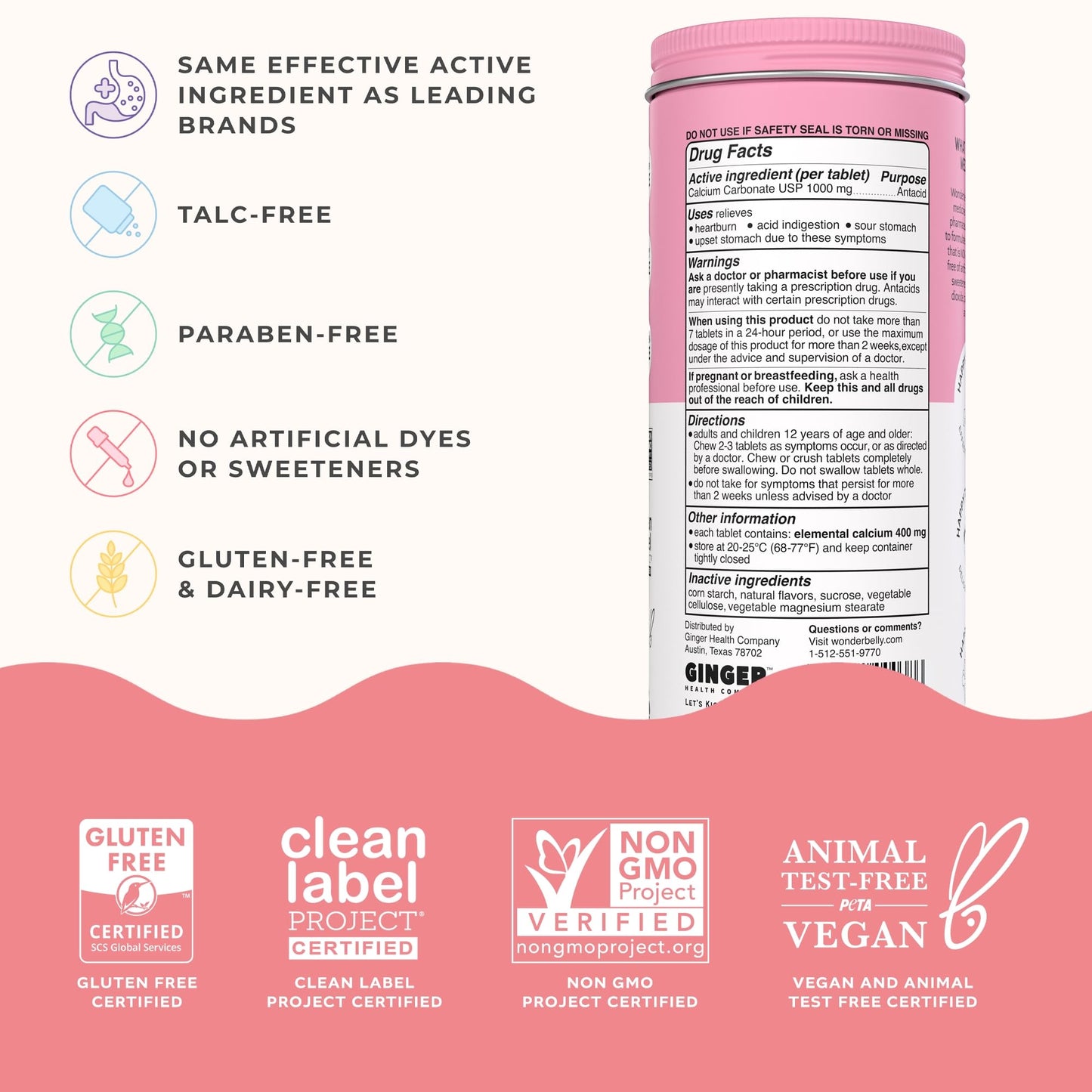 Wonderbelly Antacid, Effective Heartburn and Instant Acid Indigestion Relief, Extra Strength Chewable Tablets, 1000 mg Calcium Carbonate, No Talc or Dye, Strawberry Milkshake, 120 Count Wonderbelly buy supplements Au