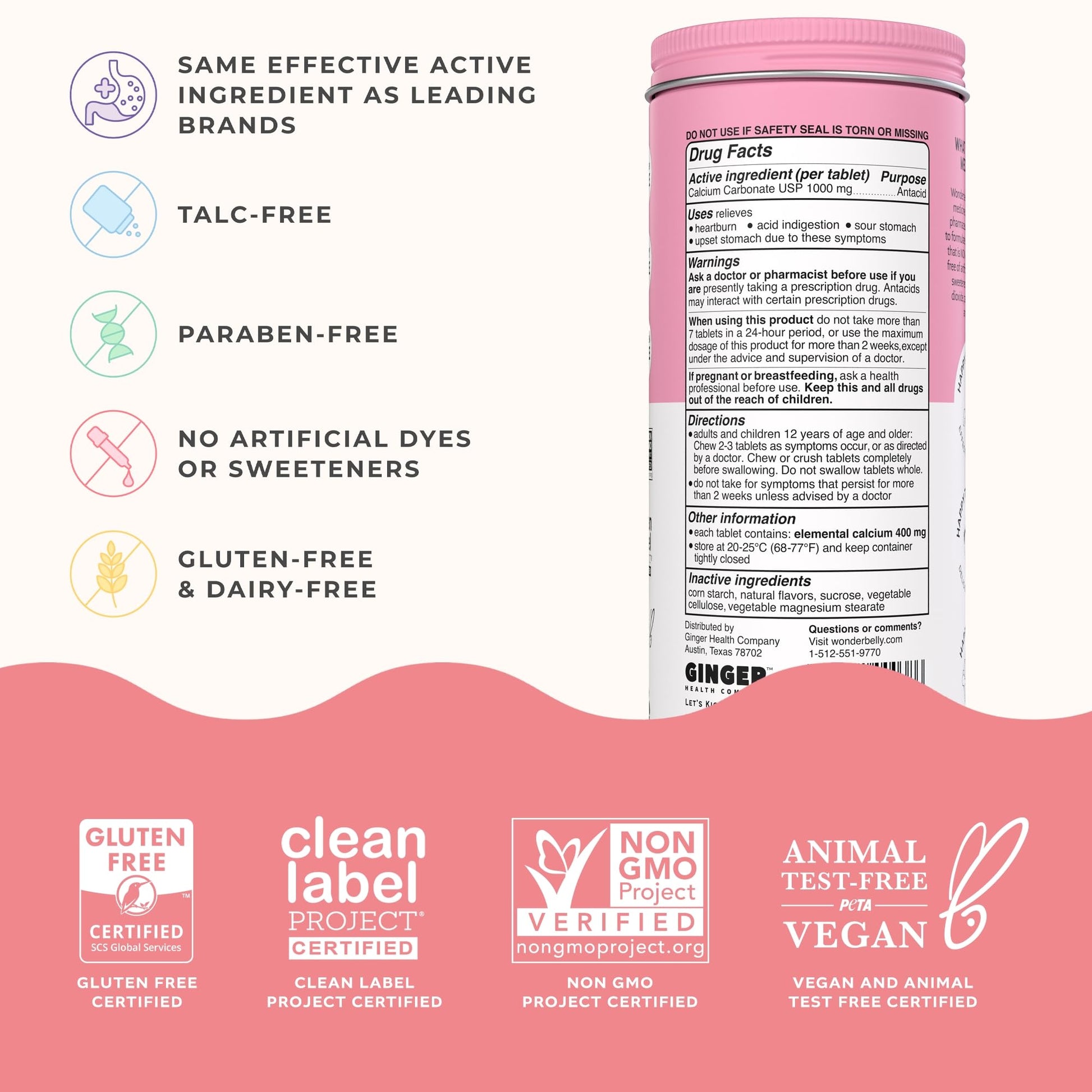 Wonderbelly Antacid, Effective Heartburn and Instant Acid Indigestion Relief, Extra Strength Chewable Tablets, 1000 mg Calcium Carbonate, No Talc or Dye, Strawberry Milkshake, 120 Count Wonderbelly buy supplements Au