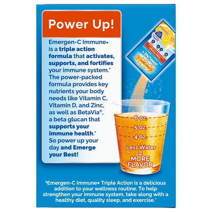 Emergen-C Immune+ Triple Action Immune Support Powder, BetaVia (R), 1000mg Vitamin C, B Vitamins, Vitamin D and Antioxidants