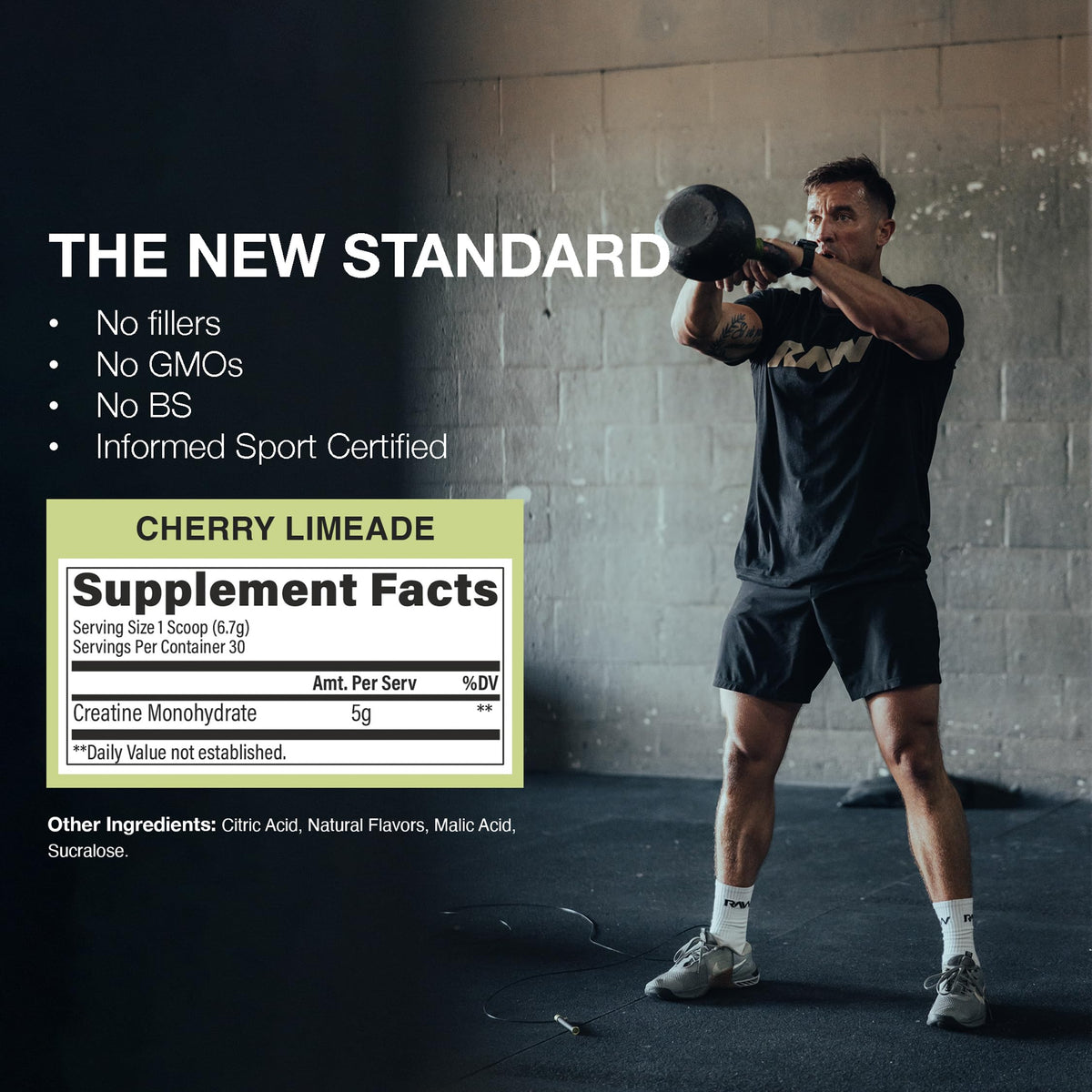 RAW Nutrition Creatine Monohydrate Powder, Cherry Limeade (30 Servings) - Micronized Creatine Monohydrate Supplement for Workout Performance, Build Muscle & Strength