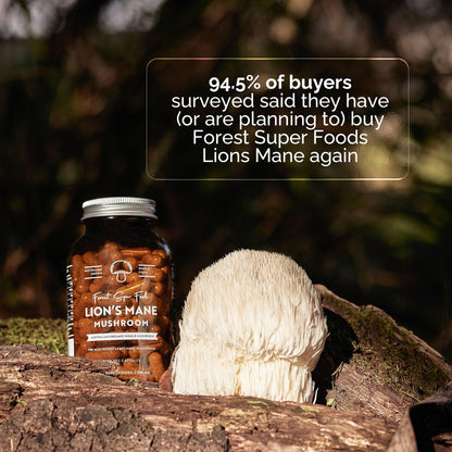 Forest Super Foods Lions Mane Supplement Capsules (120 Capsules) Organic Lions Mane Mushroom | Memory Lift Brain Supplement for Focus and Productivity. Lion Mane, Grown & Made in Australia