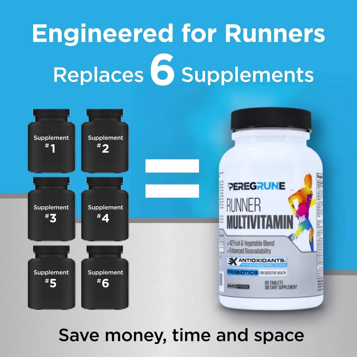 PEREGRUNE Runner Multivitamin & Joint Support Supplement | Antioxidants, Complete B-Complex & Probiotics to Support Energy PEREGRUNE