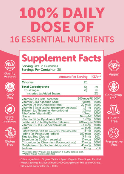 Lunakai USA Made Womens Multivitamin Gummies – Delicious Daily 16 Multi Vitamins for Women – Wellness, Energy & Essential Health Support, 60ct LunakaiBuy Supplements Australia
