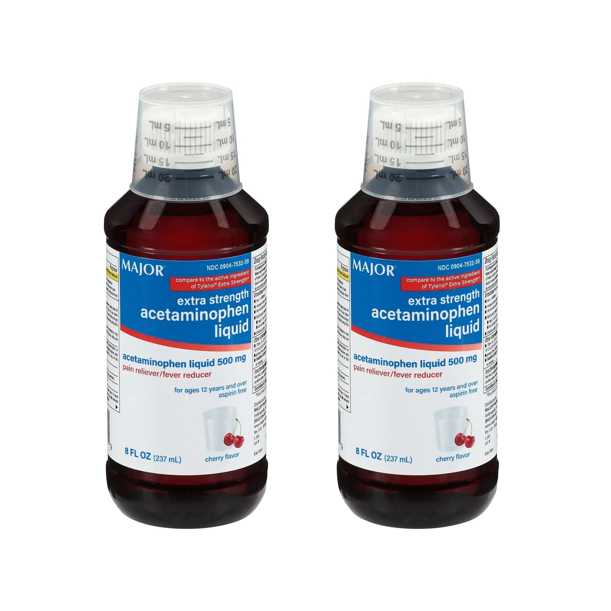 MAJOR Adult Extra Strength Liquid Acetaminophen 500mg - Helps Relieve Pain and Reduce Fevers - Aspirin Free - Cherry Flavor - 8 Fl Oz (2 Pack) MAJORBuy Supplements Australia