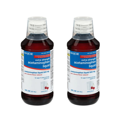 MAJOR Adult Extra Strength Liquid Acetaminophen 500mg - Helps Relieve Pain and Reduce Fevers - Aspirin Free - Cherry Flavor - 8 Fl Oz (2 Pack) MAJORBuy Supplements Australia