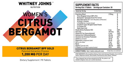 Whitney Johns Citrus Bergamot for Women, Clinically Tested Bergamot Supplement Specifically Formulated for Womens Health and Wellness, Antioxidant, 1200mg, 90 Tablets Whitney JohnsBuy Supplements Australia