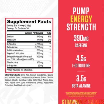 RYSE Loaded Pre Workout Powder - Strawberry Squeeze - Daily Pre-Workout for Men & Women with 390mg Caffeine, Beta Alanine, and Citrulline for Pump