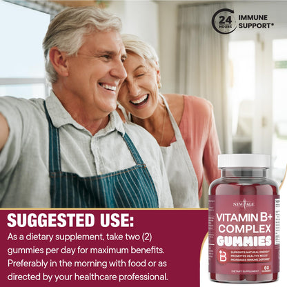 NEW AGE Vitamin B Complex Gummies with Vitamin B3, B6, & B12 – with Biotin, Folic Acid & Vitamin C – Gluten-Free, Vegan