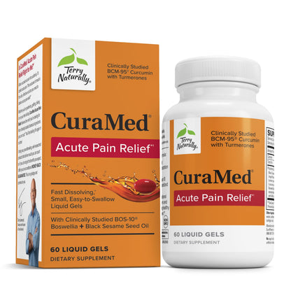 Terry Naturally CuraMed Acute Pain Relief - Supplement with BCM-95 Curcumin & BOS-10 Boswellia - Black Sesame Seed Oil to Support Relief of Occasional Discomfort - 60 Liquid Gels Terry NaturallyBuy Supplements Australia