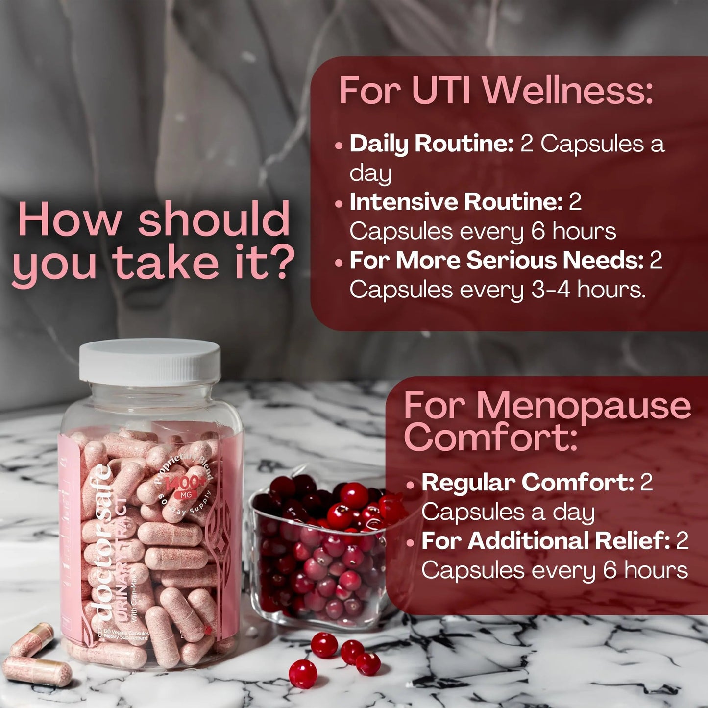 Cranberry Supplement, D-Mannose Capsules Made with Concentrated Whole Fruit Cranberry, Natural Support for Rapid Action to Help Cleanse and Protect the Urinary Tract* (120 Count) DOCTOR SAFEBuy Supplements Australia