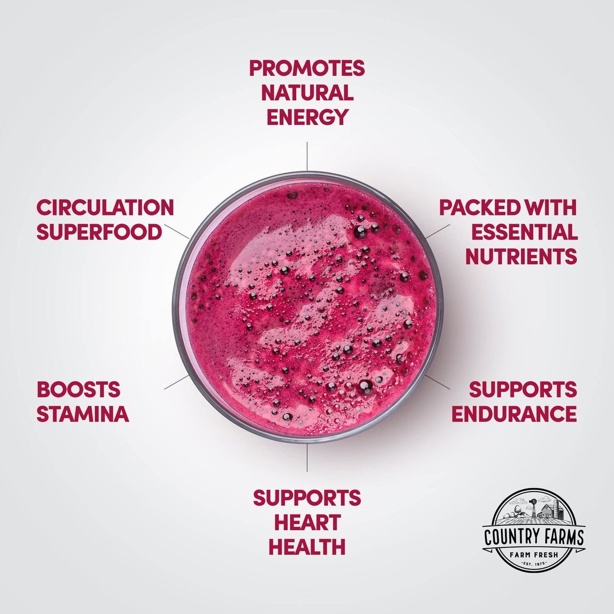 Country Farms Bountiful Beets, Wholefood Beet Extract Superfood, Helps Support Healthy Circulation and Promote Energy