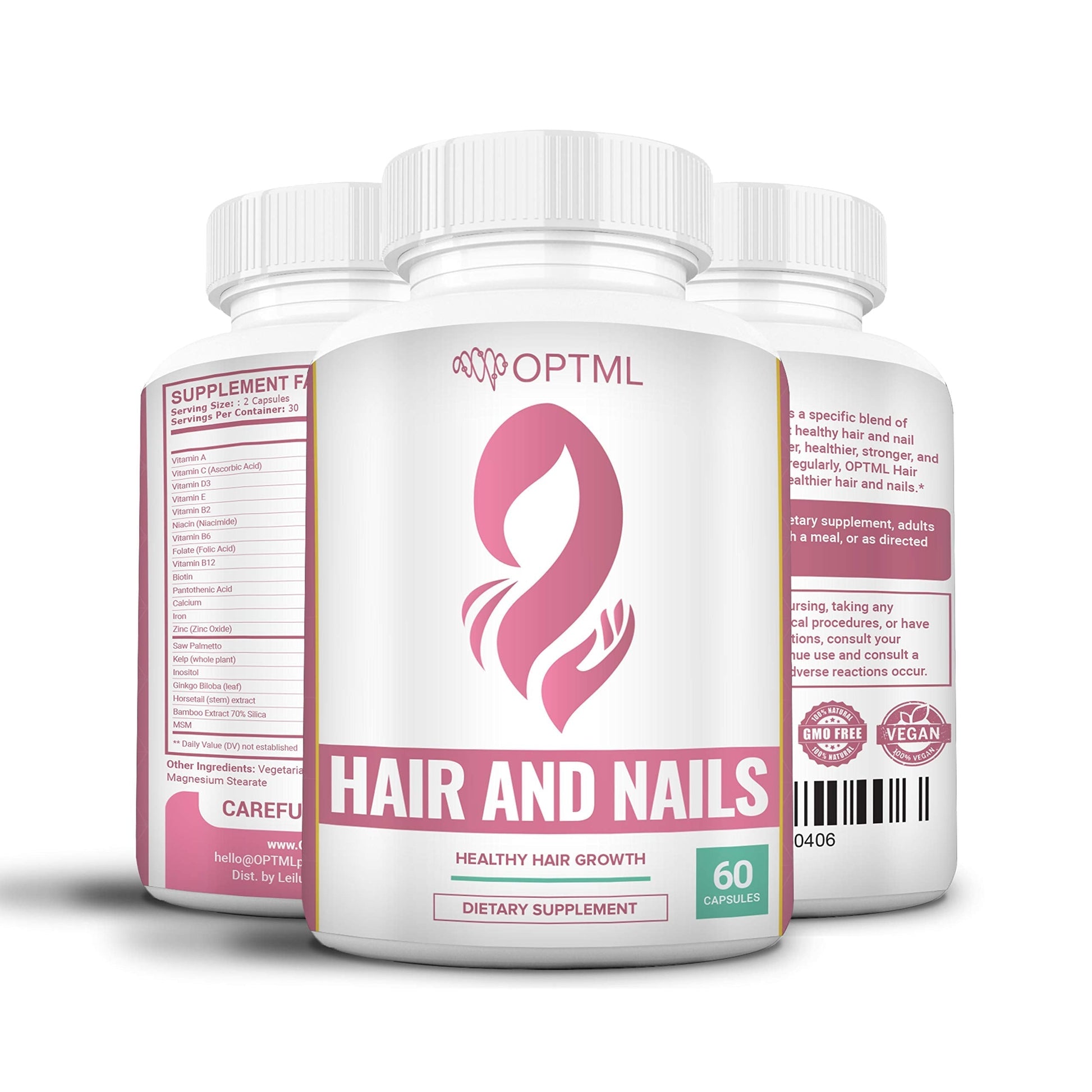 OPTML Hair and Nail Vitamins for Hair Growth and Thickness, Biotin-Infused Hair Pills, Hair Vitamins for Faster Hair Growth and Healthy Nails, for Women and Men, 60 Capsules OPTML buy supplements Au