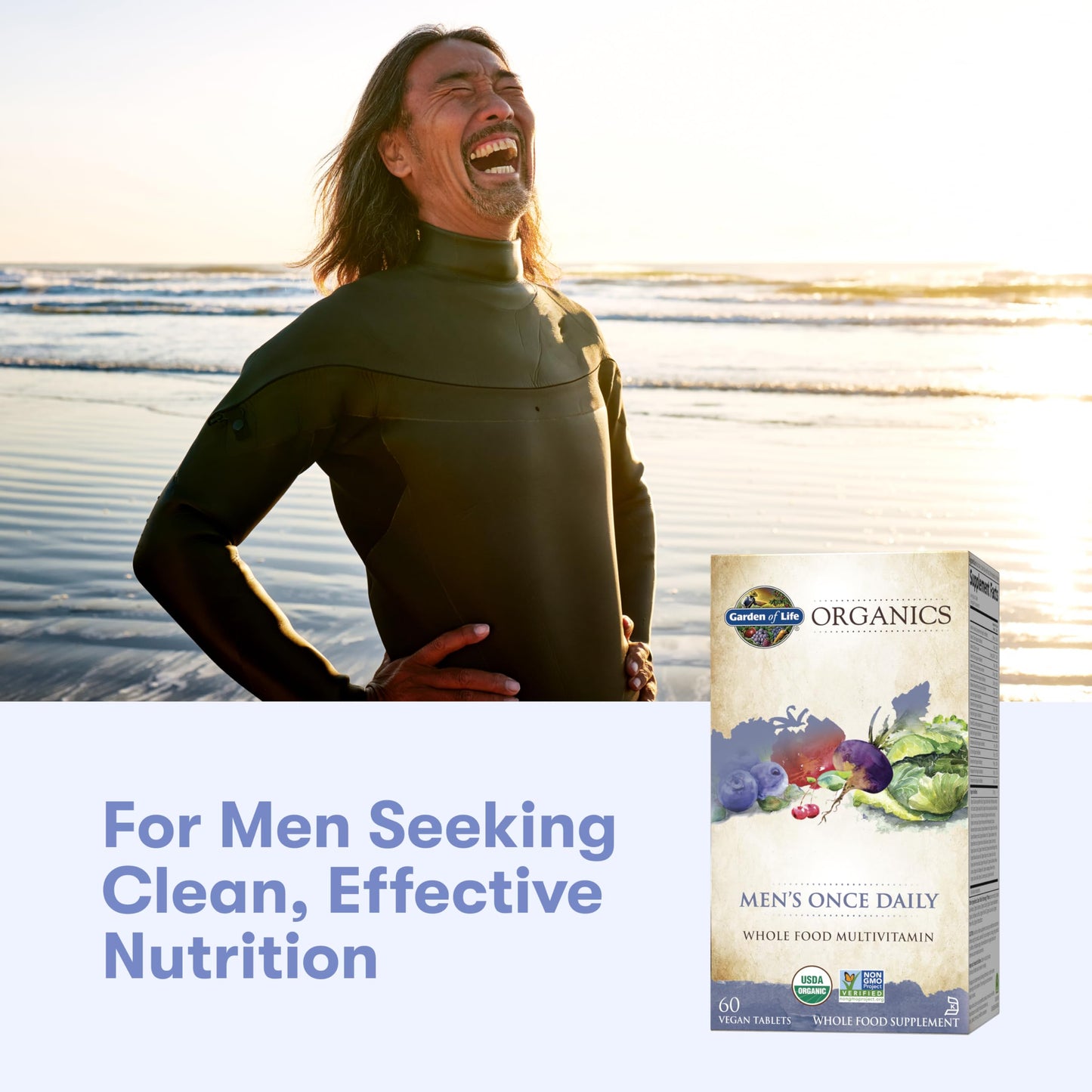 Garden of Life Once Daily Whole Food Multivitamin for Men, Organic Mens Vitamins & Minerals, Vitamin C, Zinc, Vegan, for Health & Well-Being, 60 Tablets Garden of Life buy supplements Au
