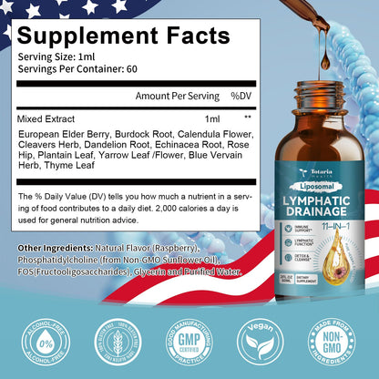 Liposomal Lymphatic Drainage Drops - 11 In 1 Organic Lymphatic Drainage Supplement with Burdock Root, Echinacea, Elderberry, Calendula, Cleavers Herb, Dandelion Supports Lymphatic Health 2 FL.OZ Totaria buy supplements Au