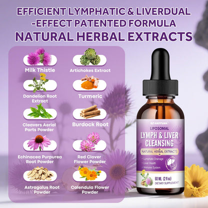 Lymphatic Drainage - Liver Cleanse Detox & Repair Drops, Liposomal Milk Thistle, Echinacea, Artichoke, Dandelion, Turmeric, ''Lymph-Liver'' Cleanse Detox Supplement, Immune & Health, Vegan, 2 Fl.Oz GZ HAOYUAN buy supplements Au