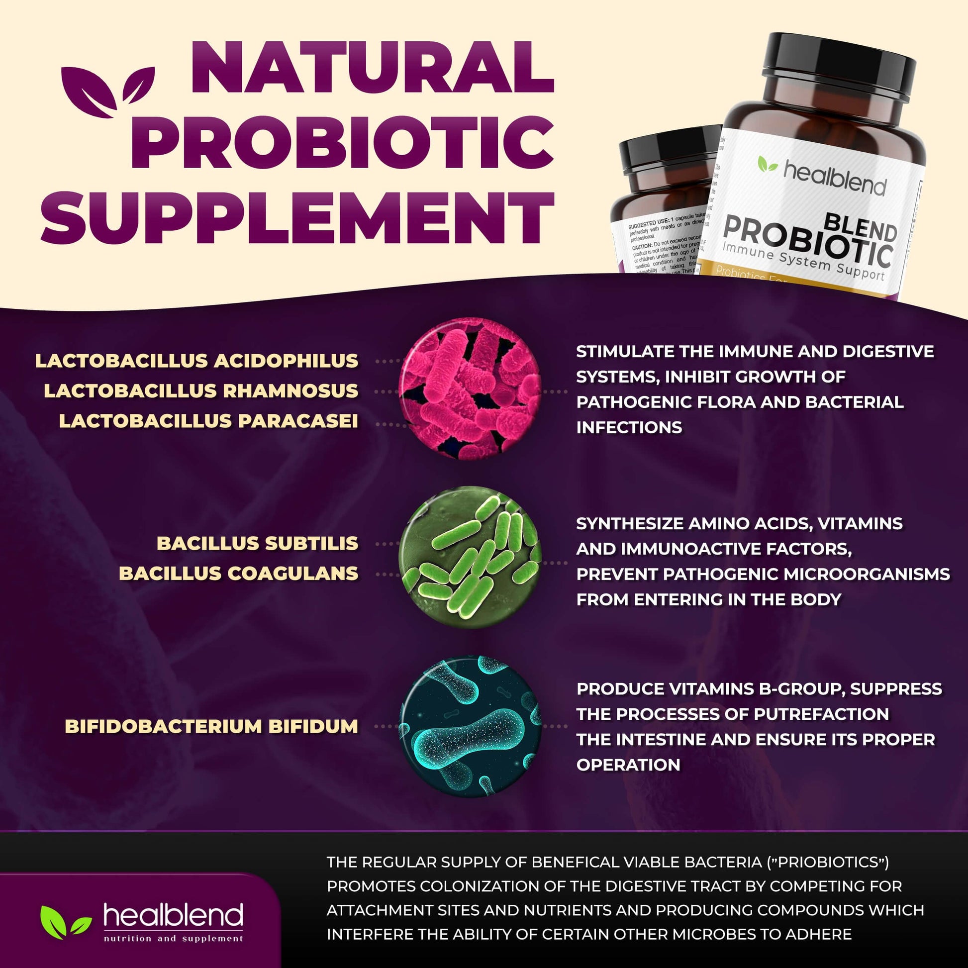 healblend Probiotic Caps Dietary Supplement Capsules, Probiotic for Women and for Men Digestive Health, Immune System Support, Non-GMO, Gluten-Free, 120 Veg Caps healblend buy supplements Au