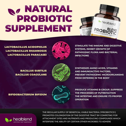 healblend Probiotic Caps Dietary Supplement Capsules, Probiotic for Women and for Men Digestive Health, Immune System Support, Non-GMO, Gluten-Free, 120 Veg Caps healblend buy supplements Au