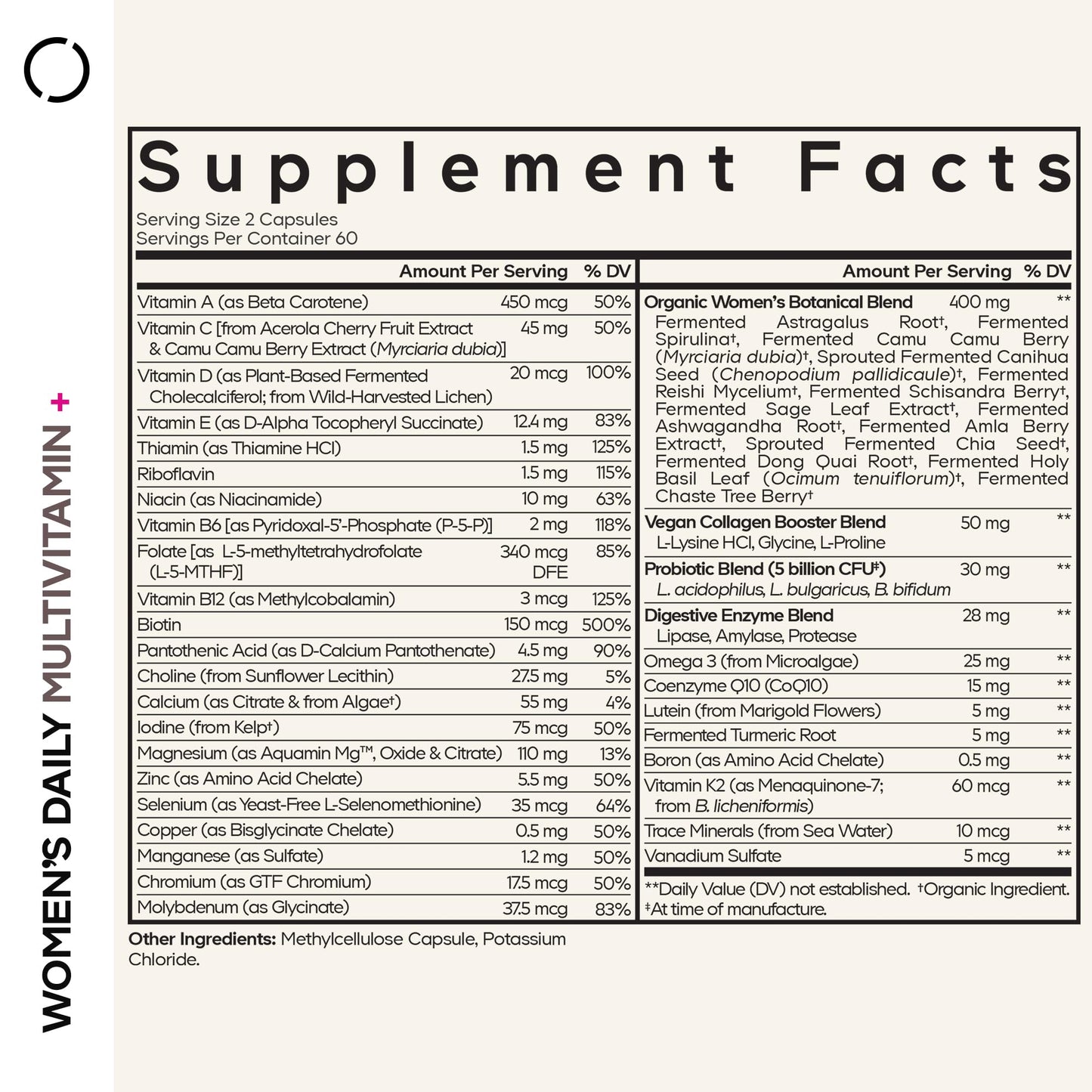 Codeage Women’s Daily Multivitamin, 25+ Vitamins & Minerals, Fermented, Organic Whole Foods, Probiotics Supplement - Vitamin A, B, C, D, E & K, Omega 3, Zinc – Vegan - 120 Capsules CodeageBuy Supplements Australia