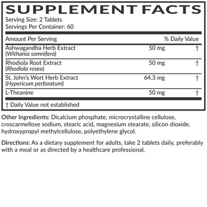 Futurebiotics Chill Pill + Ashwagandha, Rhodiola, St. John’s Wort, & L-Theanine - Non-GMO, 120 Vegetarian Tablets