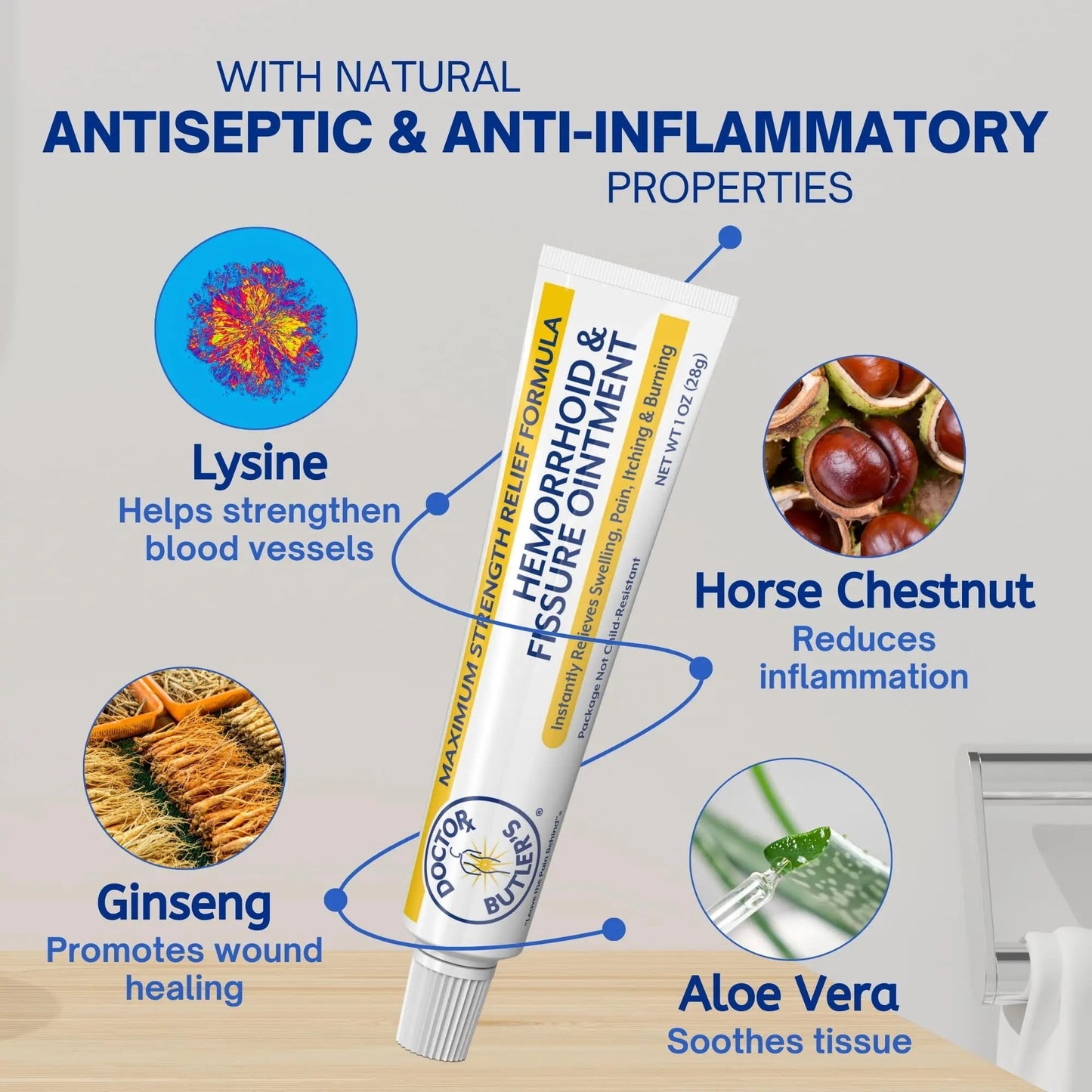 Doctor Butler’s Hemorrhoid & Fissure Ointment – Hemorrhoid Treatment and Hemorrhoid Cream with Lidocaine and Phenylephrine HCI for Fast Acting Relief of Pain, Swelling, Discomfort, and Itching (1 oz.) Doctor Butler'sBuy Supplements Australia