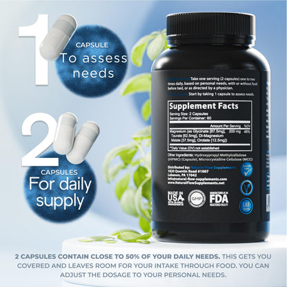 Natural Flow 4X Magnesium Supplement, Magnesium Glycinate, Taurate, Malate, Orotate Complex, Calm Sleep and Cramp Support Blend