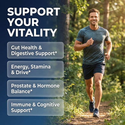 Clean Nutra Probiotics for Men | Tongkat Ali, Saw Palmetto, Tribulus, Ginseng, Ashwagandha, Maca, Pumpkin, Gingko Biloba, Pine Bark, Fenugreek, Shilajit, Zinc - Mens Probiotic 60 Capsules Clean NutraceuticalsBuy Supplements Australia