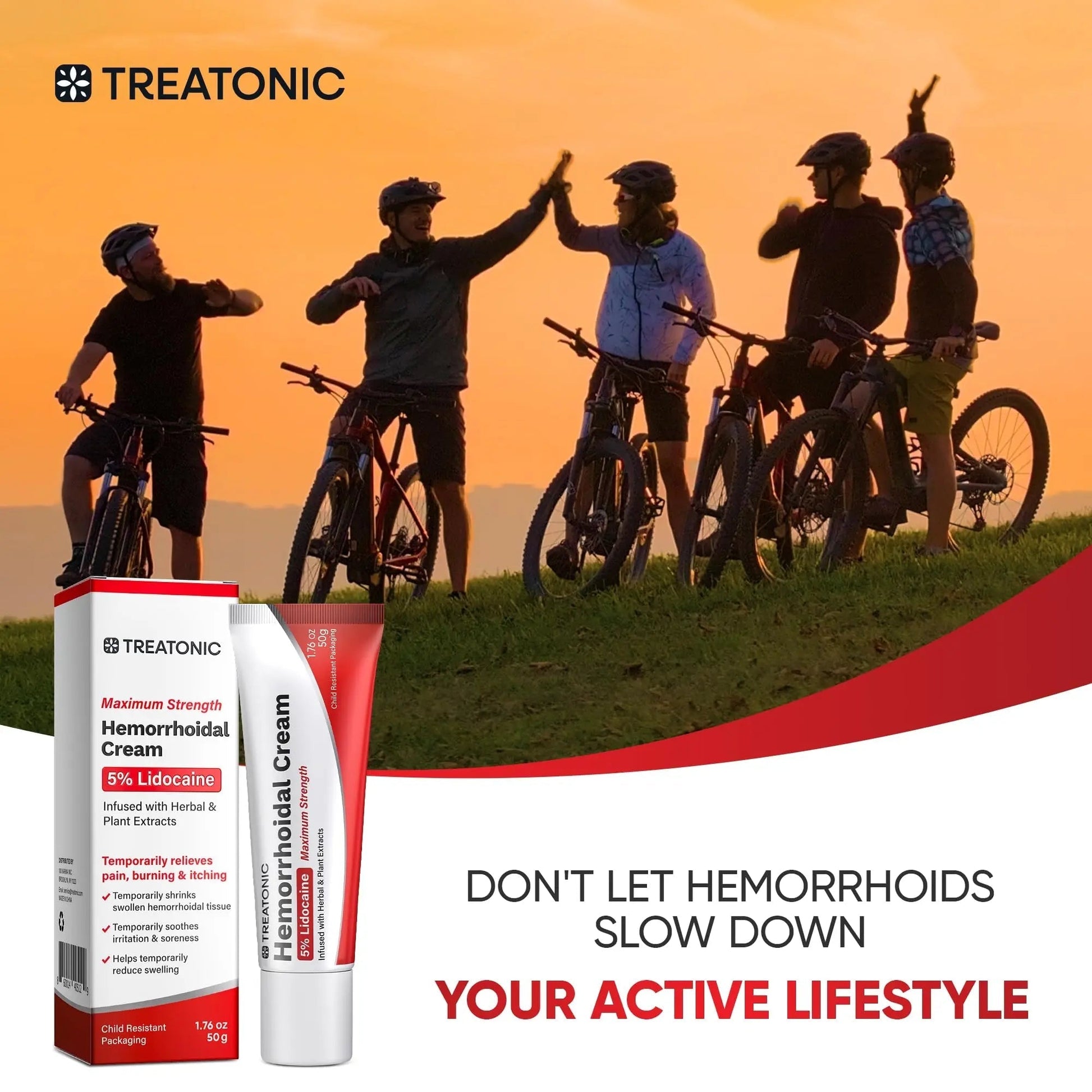 Treatonic Hemorrhoid Treatment Cream: 5% Lidocaine Hemorrhoid Cream for Numbing Relief of Pain, Burning, Itching, Discomfort, & Swelling - Fissure & Hemorrhoids - 1.76 oz TreatonicBuy Supplements Australia