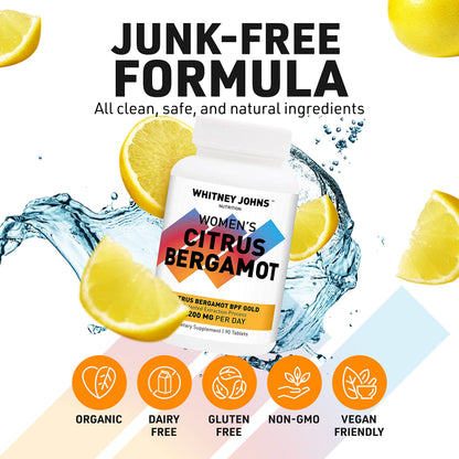 Whitney Johns Citrus Bergamot for Women, Clinically Tested Bergamot Supplement Specifically Formulated for Womens Health and Wellness, Antioxidant, 1200mg, 90 Tablets Whitney JohnsBuy Supplements Australia