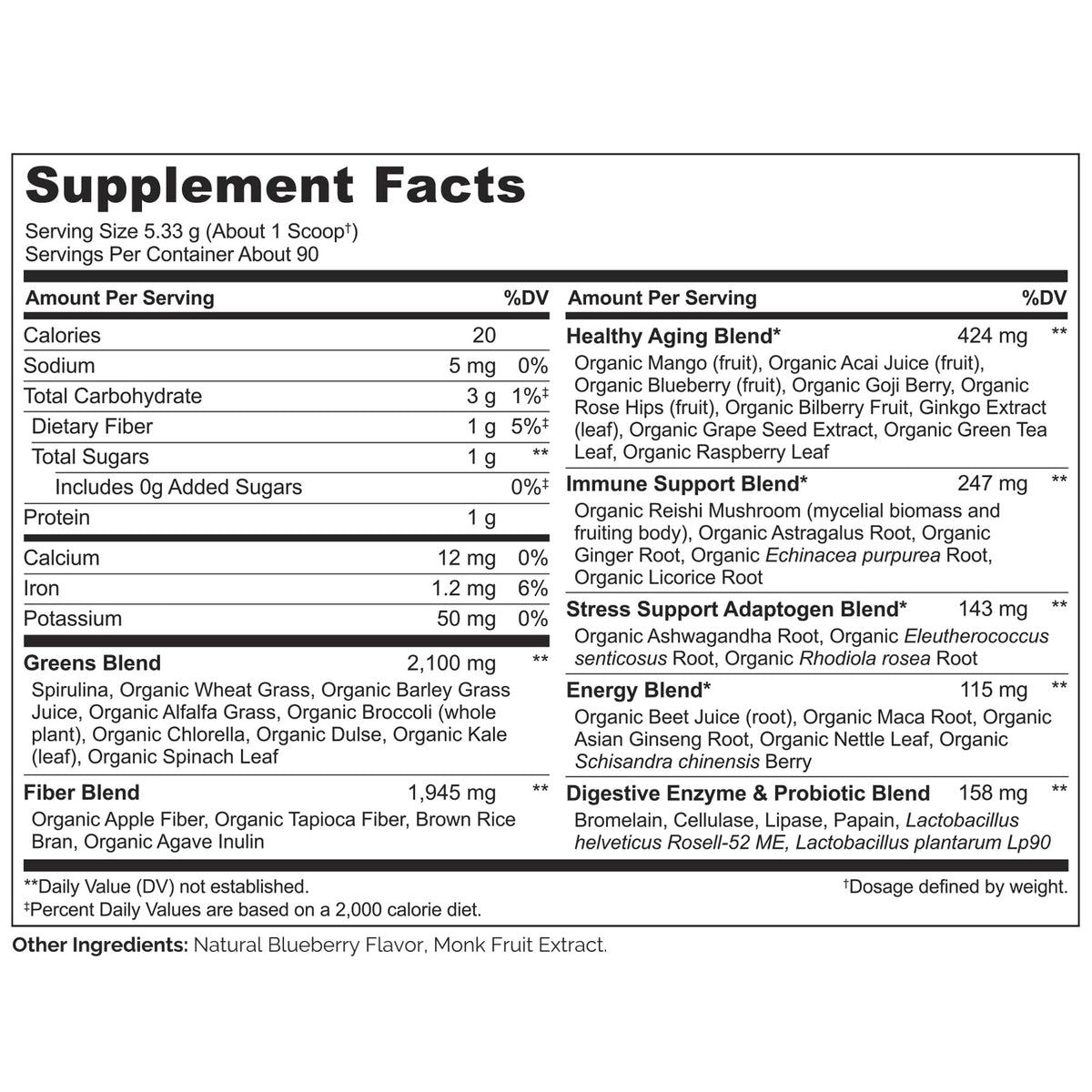 NATURELO Raw Greens Superfood Powder 480 Grams, Mixed Berry - Supports Energy, Immunity and Detox - Includes Spirulina, Wheat Grass and Organic